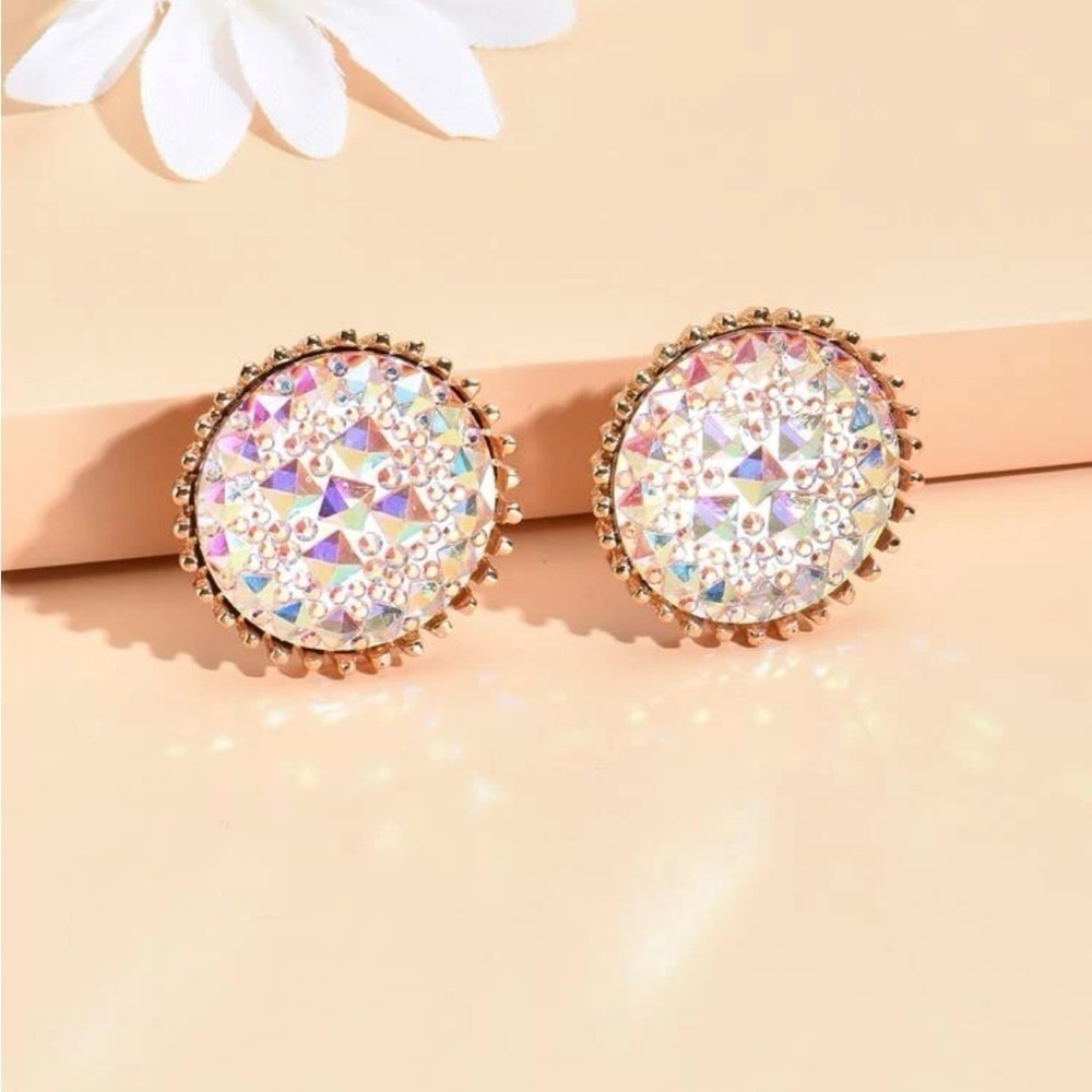 Round Crystal Statement Earrings - image 2